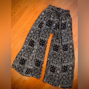 Saints & Hearts Black Pants Ultra Wide Leg High Front Slit Semi Sheer USA sz S